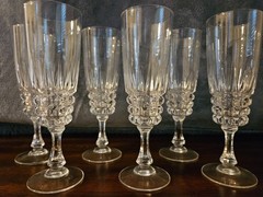 6 – Cristal d’Arques Pompadour 7 inch Fluted Champagne Lead Crystal Glasses
