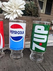 Vintage 1970s Anchor Hocking Coca-Cola/Pepsi/7 Up 15oz Drinking Glasses (7)