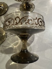 Libbey Vintage MCM Prado Tawney Smoke Dessert Set of 6 Coupes Champagne Glass