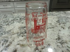 Vintage Hazel Atlas 1 Pint Sour Cream Glass Red Philadelphia Landmarks EX LOOK