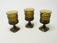 Set of 3 Vintage Noritake Spotlight Walnut Water Goblets Glass