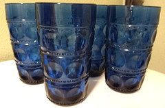 4 Vtg Tiara Imperial Blue Kings Crown Flat Iced Tea Water Glasses 5.5 » (51)