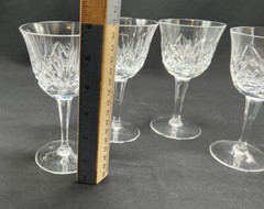 Set of 4 Gorham Crystal Cherrywood Clear Cut Criss-Cross Fan Wine Glasses