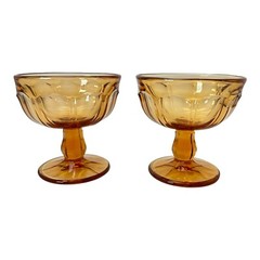 Noritake Champagne 3.75″ Tall Sherbet Glasses Goblets Provincial Amber Set of 2