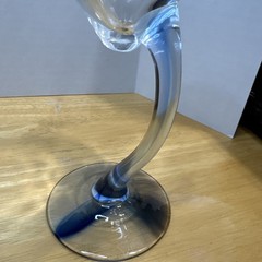 Libbey Bravura Swerve Martini Glass 6.5 In. With Blue Unique Swirl Base