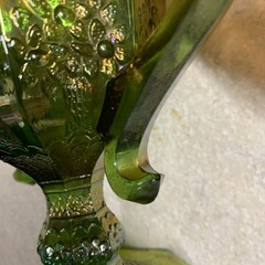 Fenton Orange Tree Green Carnival Glass Loving Cup