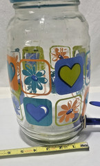 Vintage Sun Tea Glass Jar Pitcher with Spout New Spring Hearts Daisies Flowers