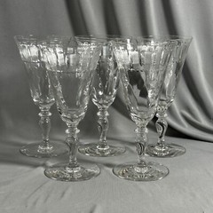 5 Vintage Hawkes Sheraton Border Water Goblets ABP