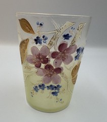 Victorian Art Glasses 3 7/8” Tumblers Hand Painted Floral – Set of 4