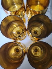 VTG LIBBEY GOLD OVERLAY ROCK SHARPE LRS288 WINE GLASSES