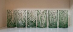 Set of 6 Alessandro Coppola Arte Di Murano Green Swirls Tumblers 16oz – Italy