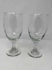 lot of 2 Vtg Heavy 7″ Wine Water Glass Goblets barware glassware EUC dining