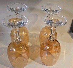 Vintage Pier 1 Imports Amber Iridescent Wine Glasses | Balloon Bowl Clear…