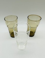 LOT 3 Vintage MCM Henry & Miller Retro Kraftware 10oz Tumblers w Holders Silver