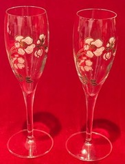 PERRIER JOUET Floral Champagne Flutes, Hand-Painted Crystal, 2-PCS SET