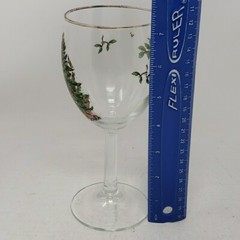 1 Vintage Spode Christmas Tree White Wine Glass Stemmed Gold Rimmed 7.25″ High
