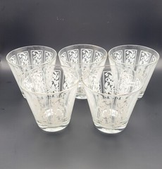 Vintage Rock Glasses Floral Garland Pattern and Gold Rimmed 3.5″× 3.5″