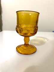 Vintage Indiana Glass Kings Crown Amber Goblets, 4 oz. each – set of 4