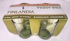 NOS Vtg Set of 4 Anchor Hocking Finlandia Avocado Olive Green 6oz Juice Glasses