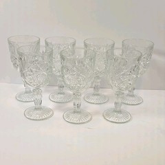 7 Libbey Hobstar Star of David Water Wine Goblets Stemware Glasses Heavy As is