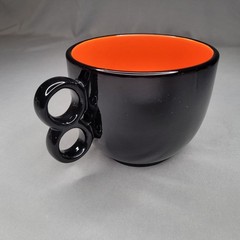 Vintage 2004 Harley-Davidson Hallmark Mug Black Orange Flames Logo Oversized Cup