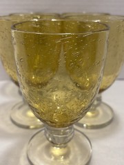5 PC Tag Ltd Wheat Amber Yellow Bubble Blown Glass Water Goblet Infused 16oz