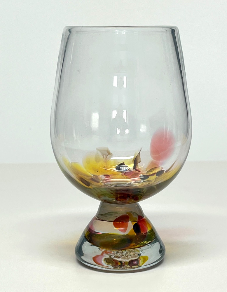 Hand-mouth blown bourbon brandy snifter glass signed by gaffer glass artist