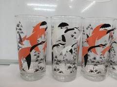 Anchor Hocking Canadian Geese Drinking Glasses Pink & Black
