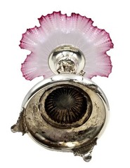 Antique Ruby & Opaque Glass Centrepiece with Sea Horse Silver-Plated Stand