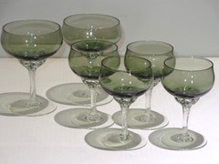Sasaki Smoke Coronation Twisted Stem champagne Cocktail Glasses