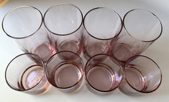 Vintage Libbey Metropolitan Ombre Plumb Pink Glasses – 4 Tall Tumblers & 4 Rocks