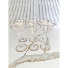 Moser Cordial Liqueur Glasses Set of 6 Crystal 24K Gold Gilt Etched Floral Czech