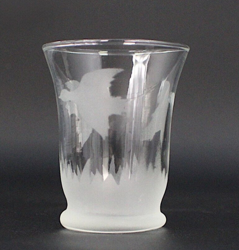 Flying Pheasant Or Grouse Frosted Tulip Shaped Cocktail Glasses MCM Set Of 4