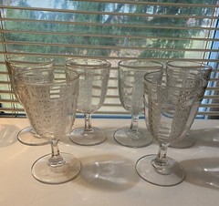 EAPG Late 1880s Duncan George & Sons 6 Paneled Cane/Cane Column Goblets Lot B