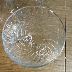 4 Wine Glasses Clear Spiral Swirl ~USED~Stemware Bar Glass Rib Texture