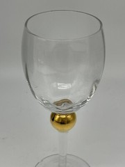 Gibson Golden Solitaire Water 12 Oz Goblet Wine 24K Optic Glass Steam 8.5″ Vtg