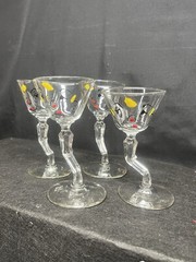 (4) Beau Brummel Novelty Tipsy Cocktail Bar Glasses One With Chip SEE PICTURES