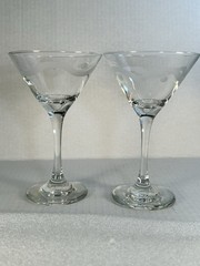 Mid Century Classic Swanky Wavy Line Polka Dots Vintage Martini Glass Barware