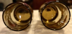 VINTAGE FLORAL Brown Yellow and Orange Juice Glass Set of 2
