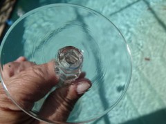 MCM Rock Sharpe Clear Crystal Gray Cut Water Goblet 3005-6 Excel Used Cond.