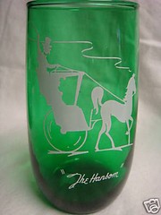 6 OLD FLOCKED GREEN TUMBLERS Bicycle for Two / Open Sleigh / Gas Buggy / Hansom