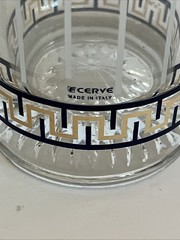 Cerve Italy Highball Glasses Set of 2 Vtg MCM Floral Greek Key – EUC Blue Gold