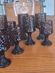 Lenox Hand Blown Crystal Textured Impromptu Brown 17 Piece Stemmed Glass Ware