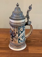 Vintage German Beer Stein Ceramic Lidded 0.5 Liter