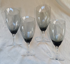 Fostoria Debutante Gray Wine Glasses Set of 4, mid century modern