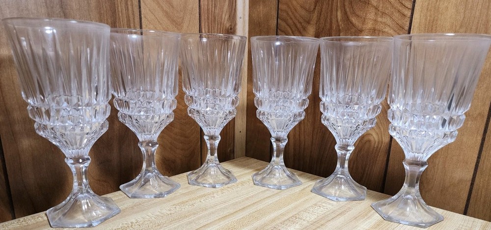 6 Vintage Fostoria Heritage 7 1/8” Lead Iced Tea Goblets Glasses