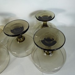 Set/5 Vintage Libbey Tawny Accent Smoke Brown Champagne Sherbet Glasses Retro