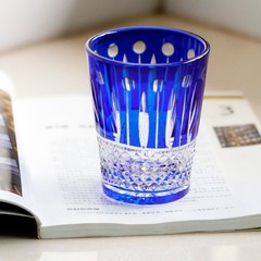 French St.Louis Crystal Whiskey Wine Beverage Glass Kiriko Hand Cut To Blue 9oz