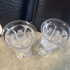 Set of 2 L.G. Wright Panelled Thistle Water Goblets 5 1/2 “