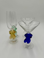 Rare Vintage Schott Zwiesel Inferno Nude Female Figure Colorful Champagne Glass